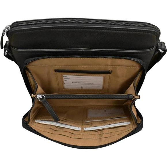 Leather Shoulder Handbag w/Side Organizer - Soft, Smooth w/RFID Blocking Lining - Picture 5 of 7